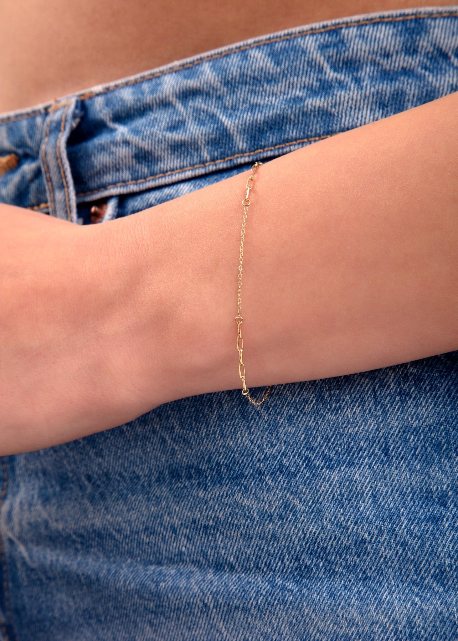 14K Guldarmband Dam Med Länkdesign Och Elegant Minimalistisk Stil - Noxlookjewelry