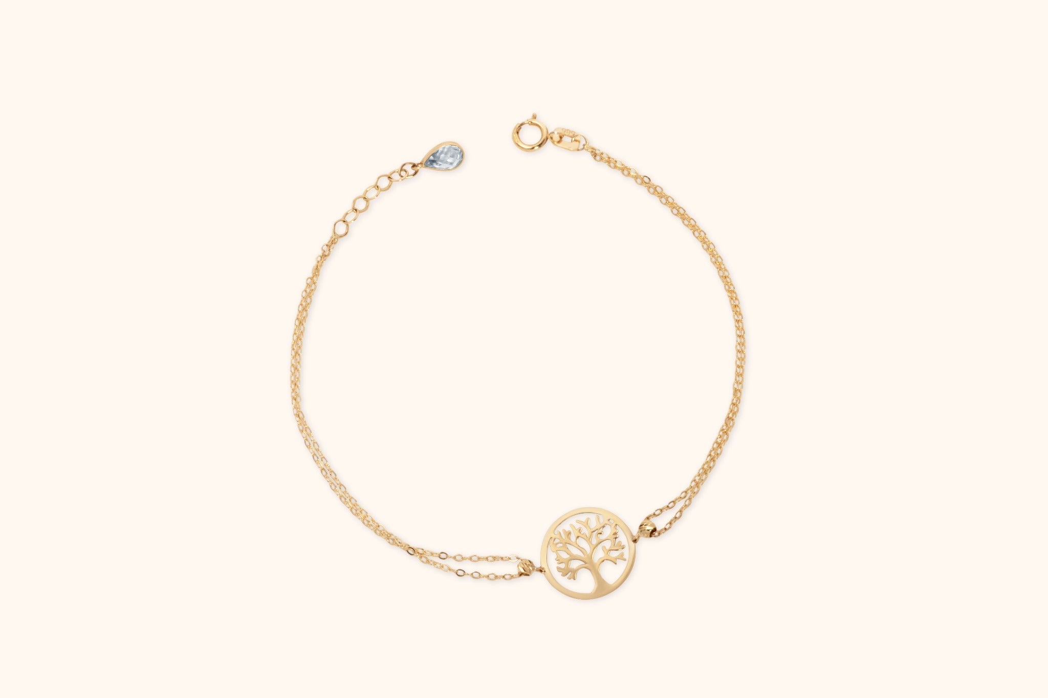 14K Guldarmband Dam Med Livets Träd Och Elegant Minimalistisk Design - Noxlookjewelry