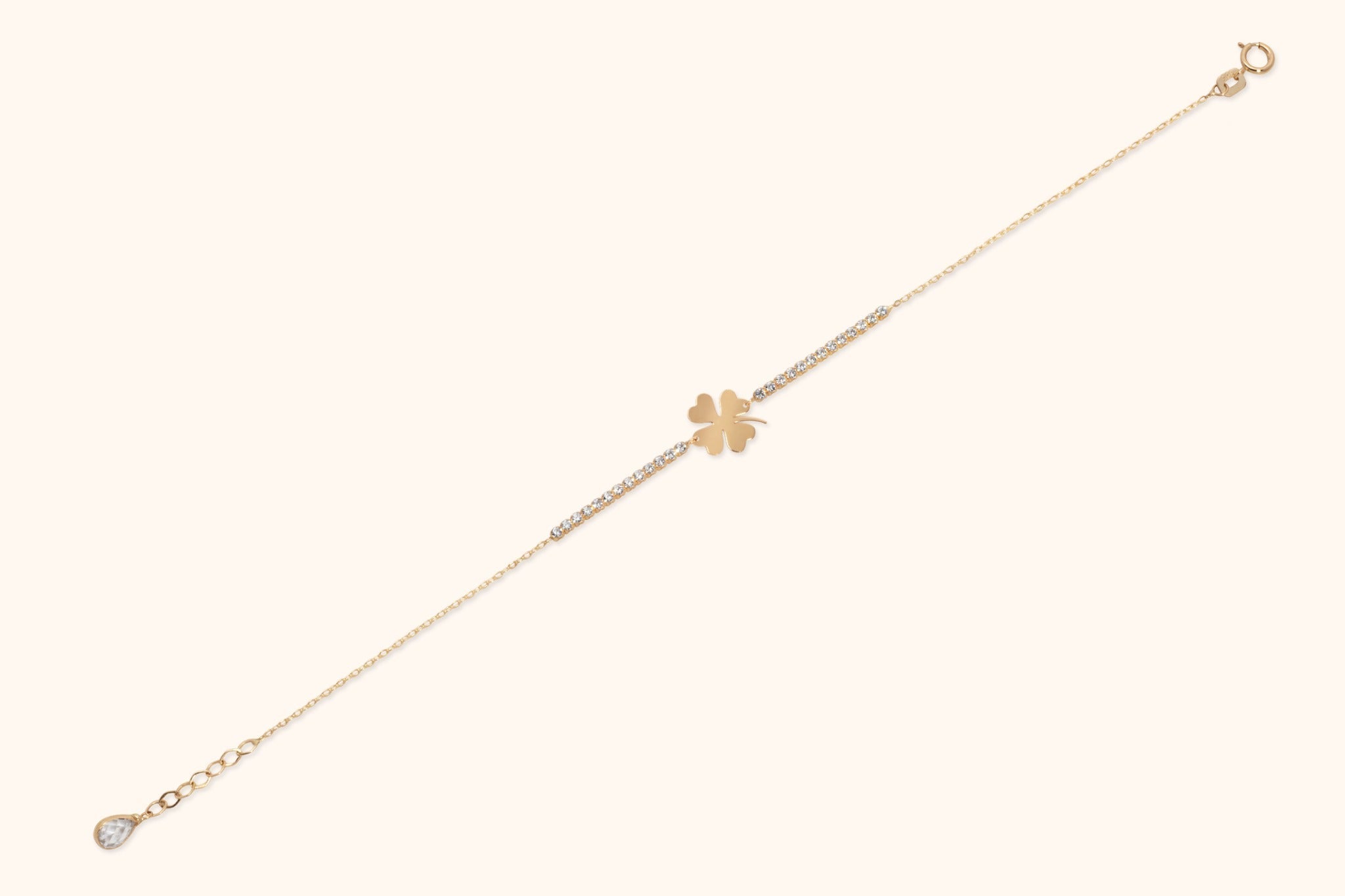 14K Guldarmband Dam Med Lyckoklöver Och Elegant Minimalistisk Design - Noxlookjewelry