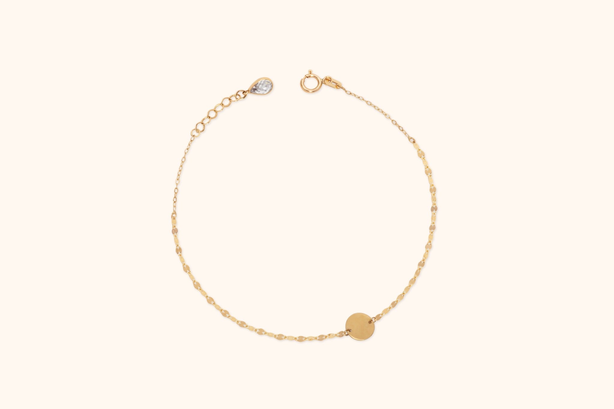 14K Guldarmband Dam Med Rund Bricka Och Elegant Minimalistisk Stil - Noxlookjewelry