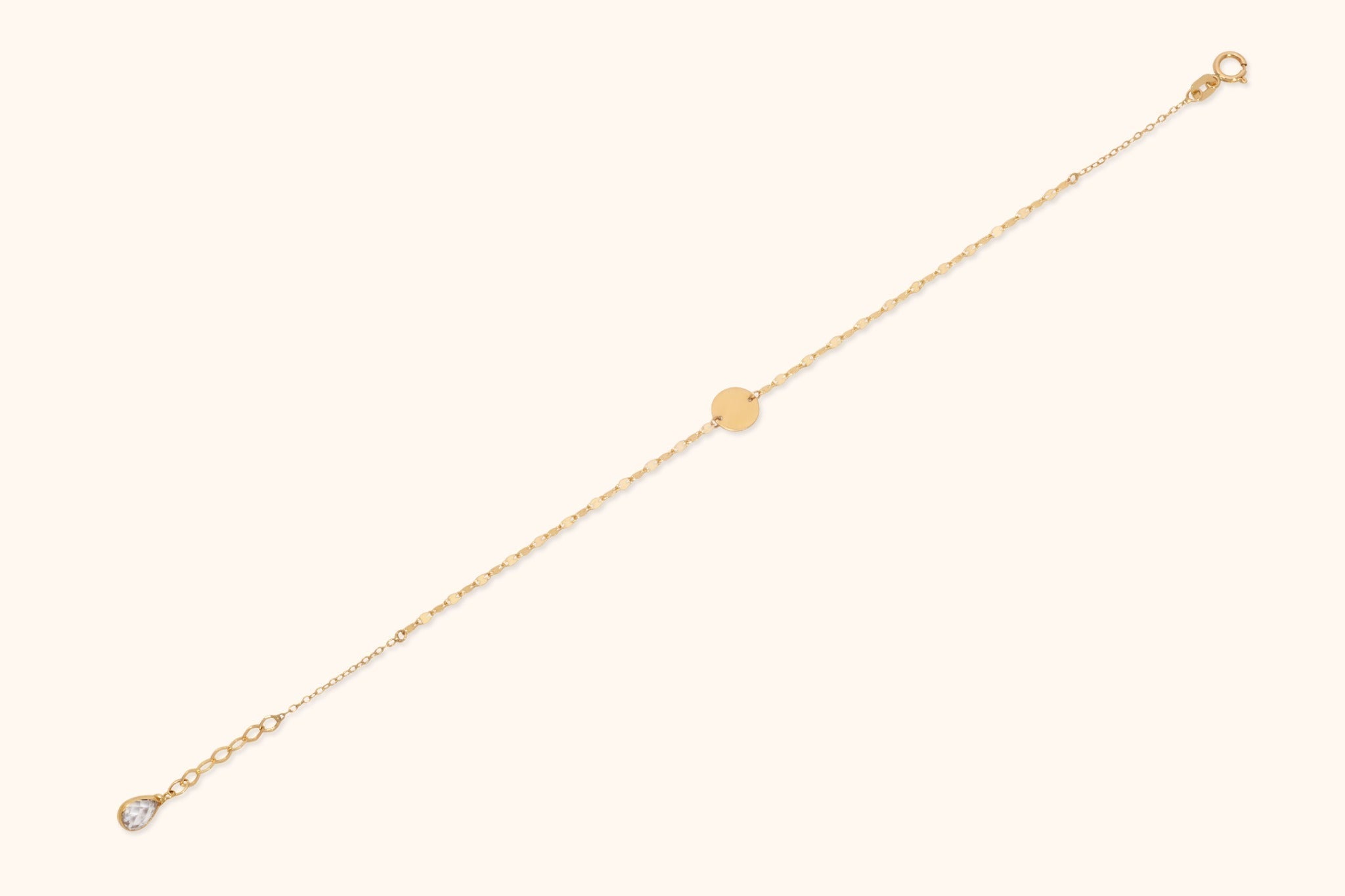 14K Guldarmband Dam Med Rund Bricka Och Elegant Minimalistisk Stil - Noxlookjewelry