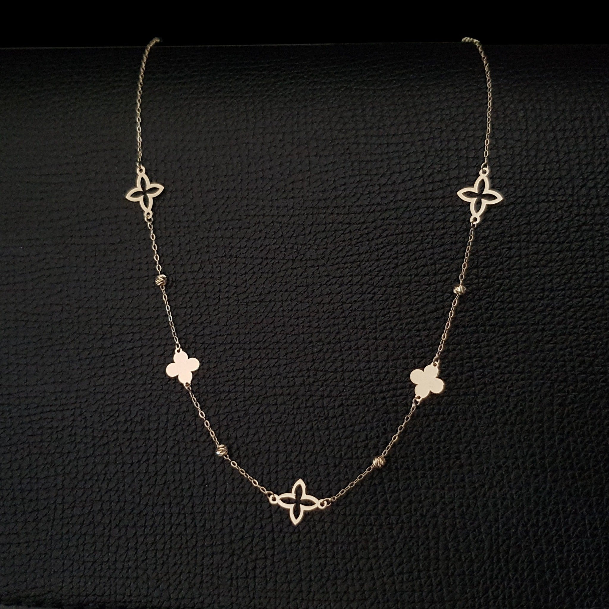14K Guldhalsband Dam Klöver Halsband I Äkta Guld Minimalistiskt Halsband - Noxlookjewelry