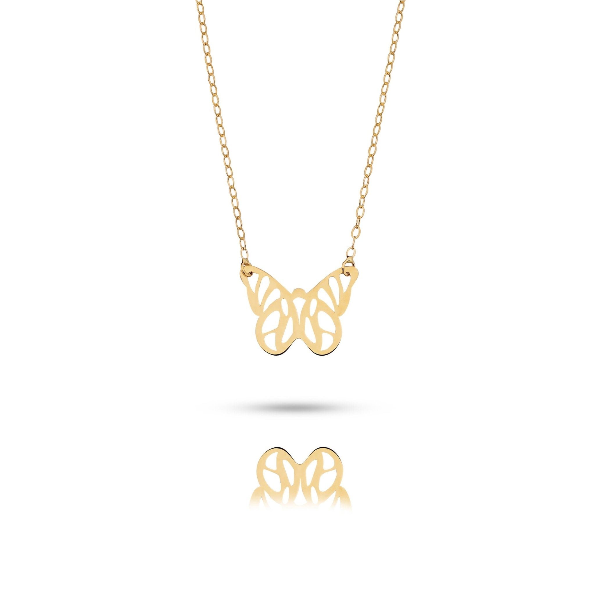 14K Guldhalsband Dam Med Fjäril – Äkta Guld Fjäril Halsband - Noxlookjewelry