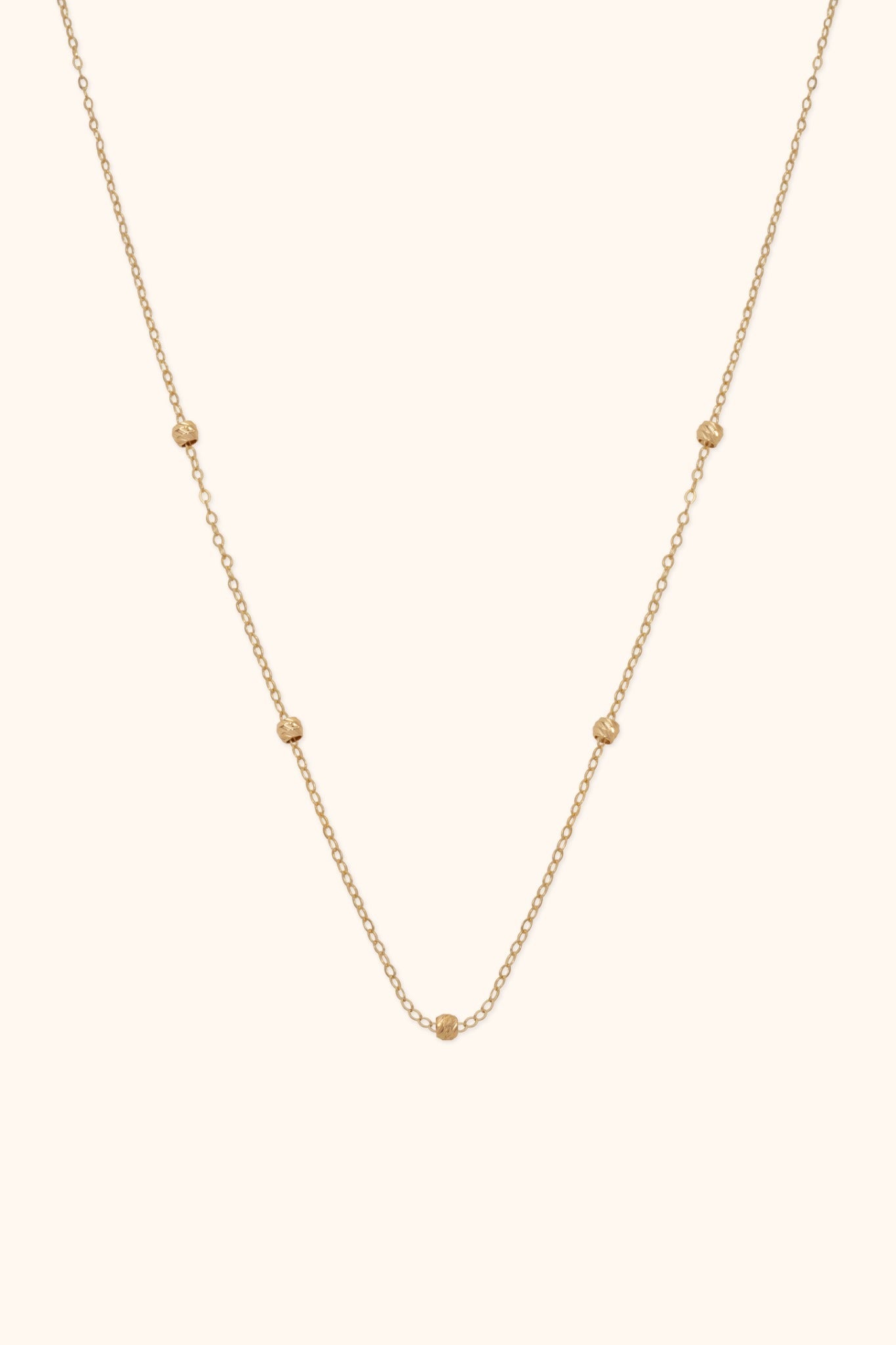 14K Guldhalsband Dam Med Guldkulor – Minimalistiskt Äkta Guld Halsband - Noxlookjewelry