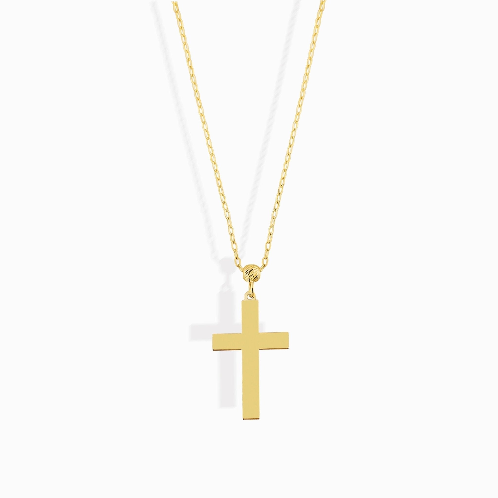 14K Guldhalsband Dam Med Kors I Äkta Guld Minimalistiskt Kors Halsband - Noxlookjewelry