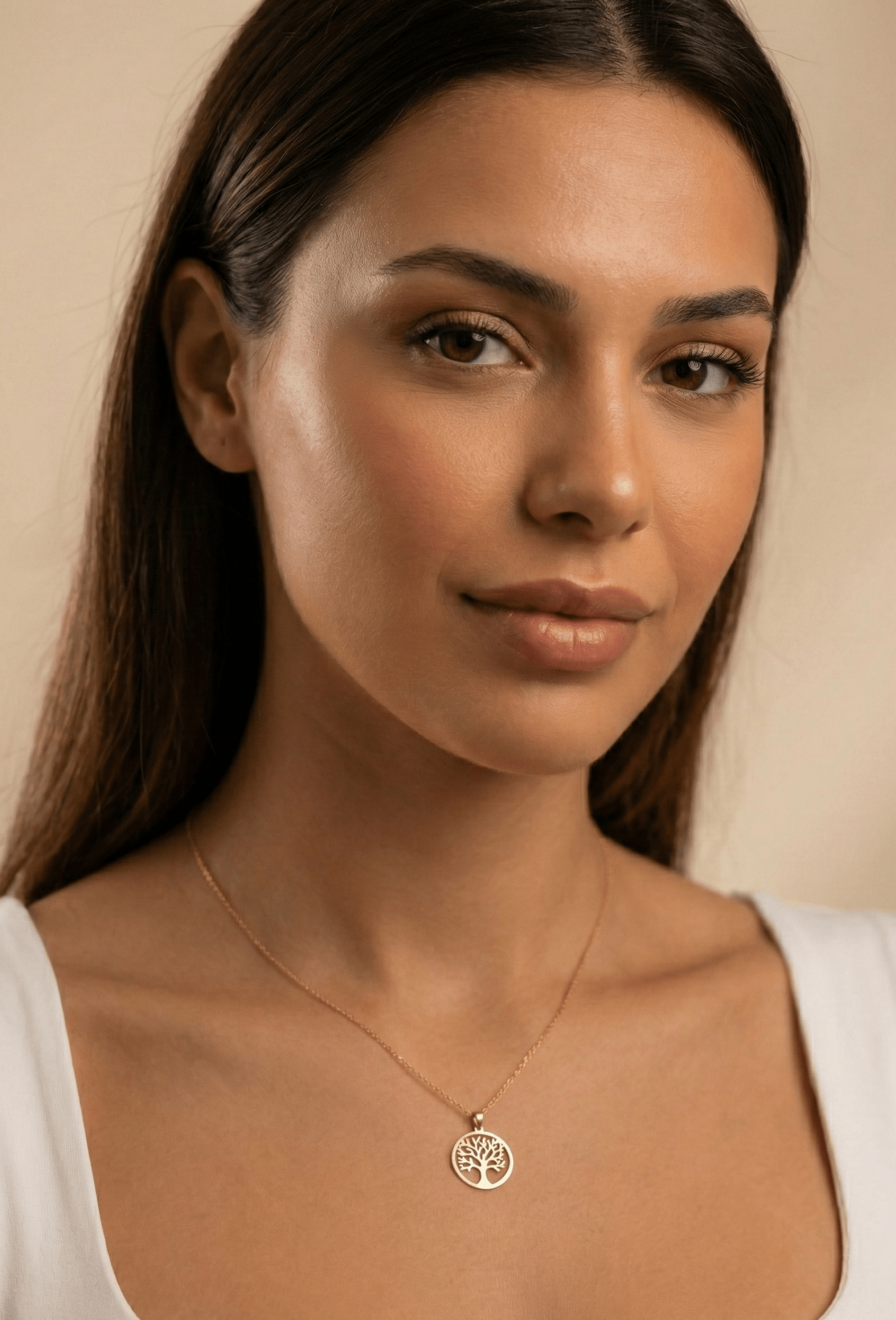 14K Guldhalsband Dam Med Livets Träd Och Elegant Minimalistisk Design - Noxlookjewelry