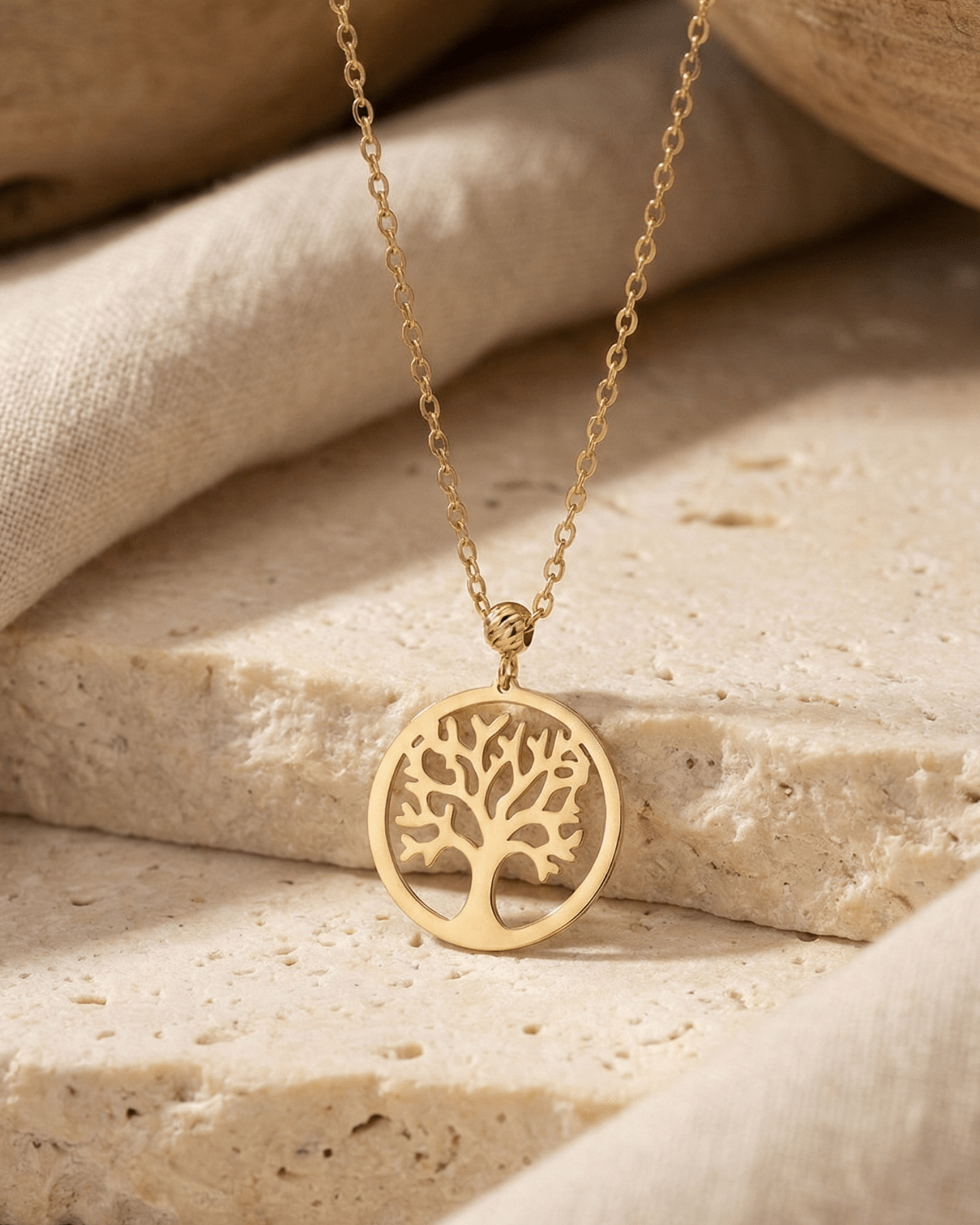 14K Guldhalsband Dam Med Livets Träd Och Elegant Minimalistisk Design - Noxlookjewelry