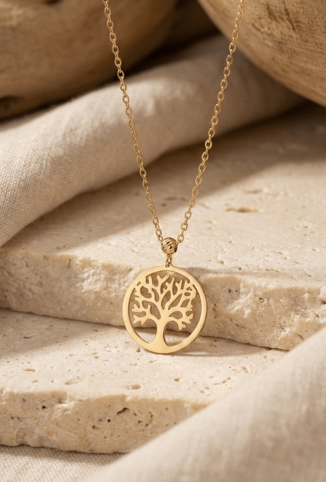 14K Guldhalsband Dam Med Livets Träd Och Elegant Minimalistisk Design - Noxlookjewelry
