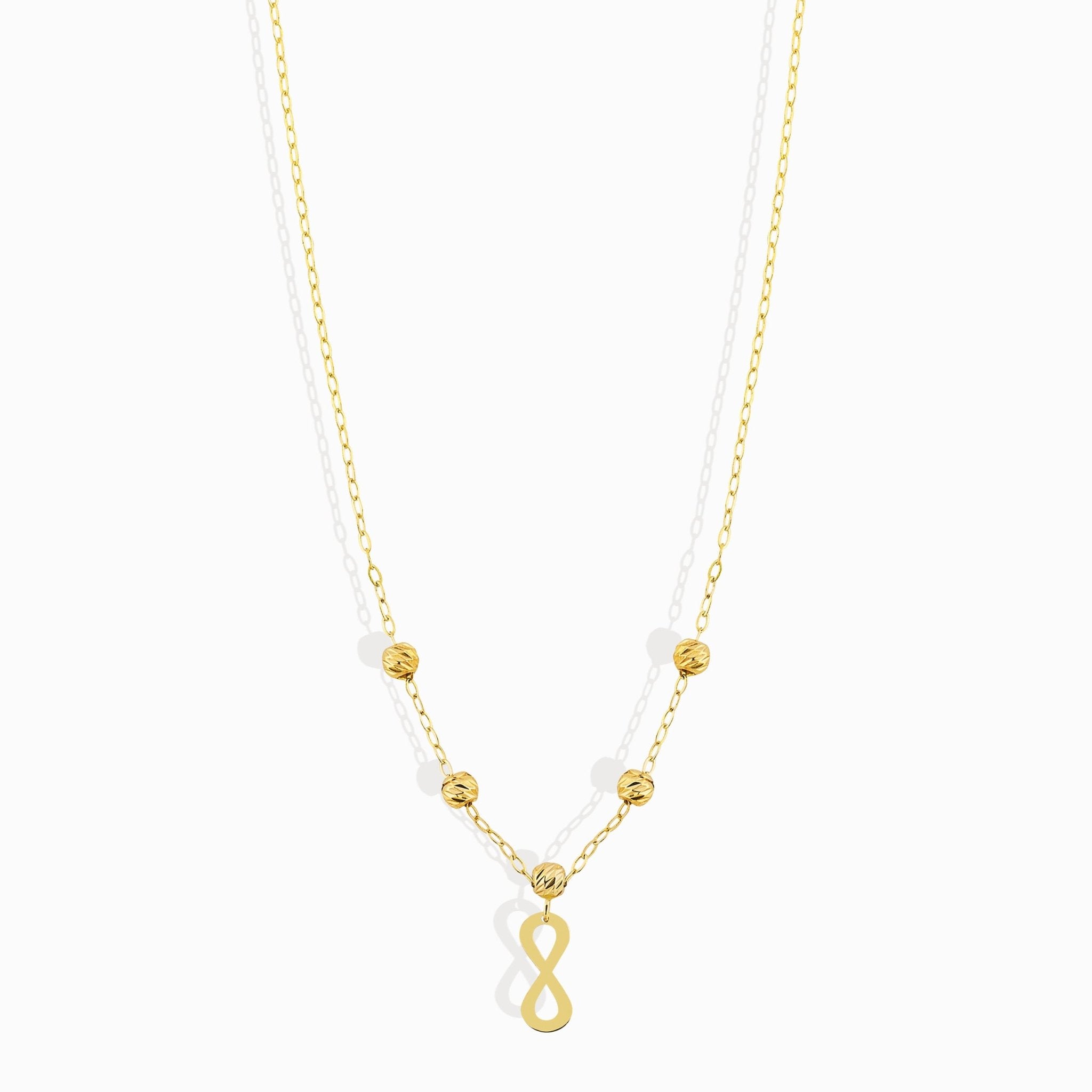 14K Guldhalsband Dam Med Oändlighet Symbol Infinity Berlock I Äkta Guld Med Tunn Kedja - Noxlookjewelry
