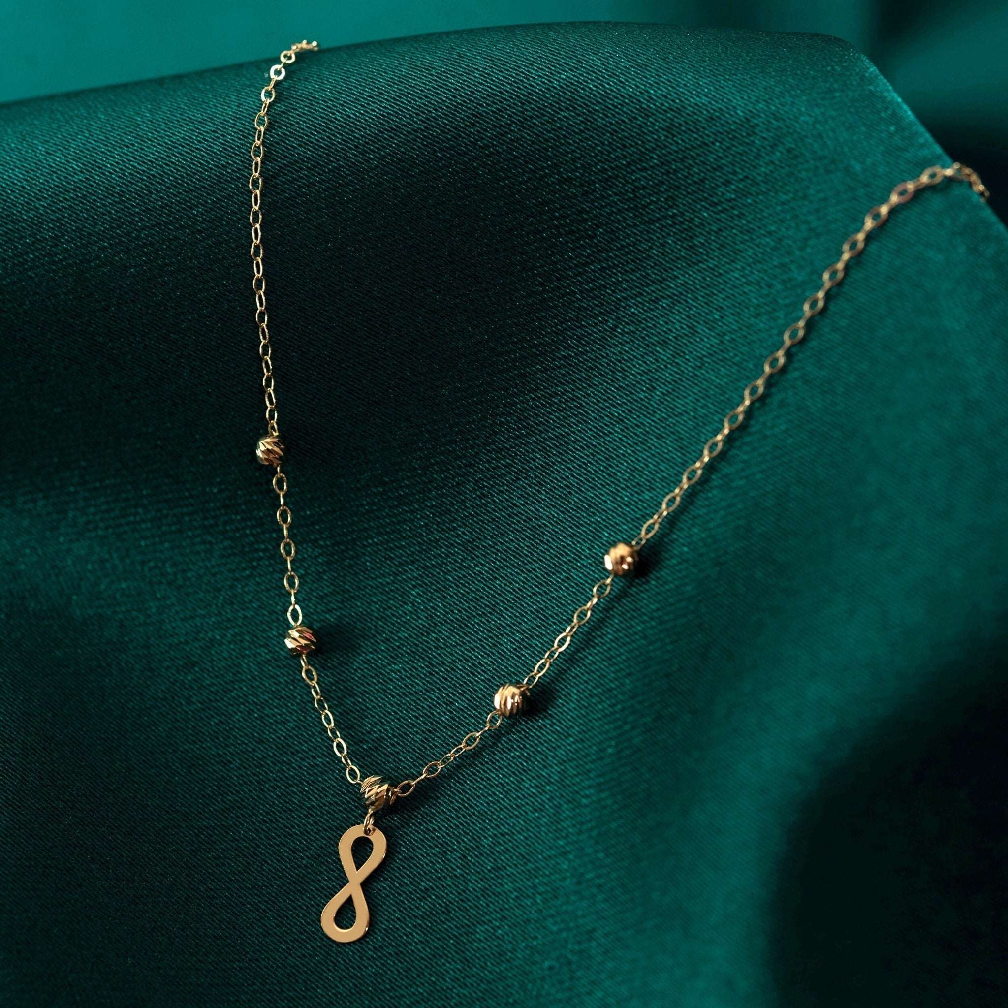 14K Guldhalsband Dam Med Oändlighet Symbol Infinity Berlock I Äkta Guld Med Tunn Kedja - Noxlookjewelry