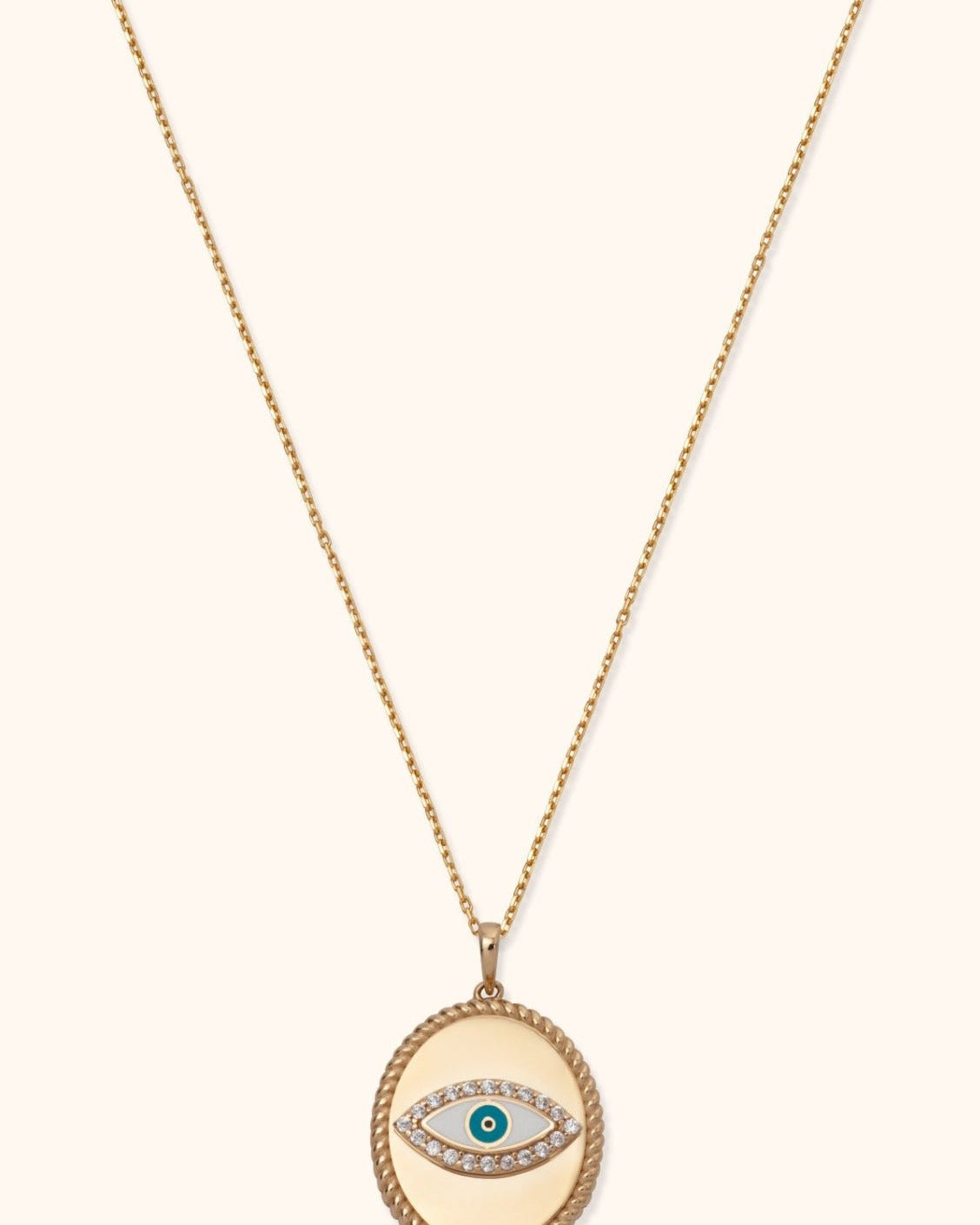 14K Guldhalsband Dam Med Ögonmotiv Och Elegant Medaljongdesign - Noxlookjewelry