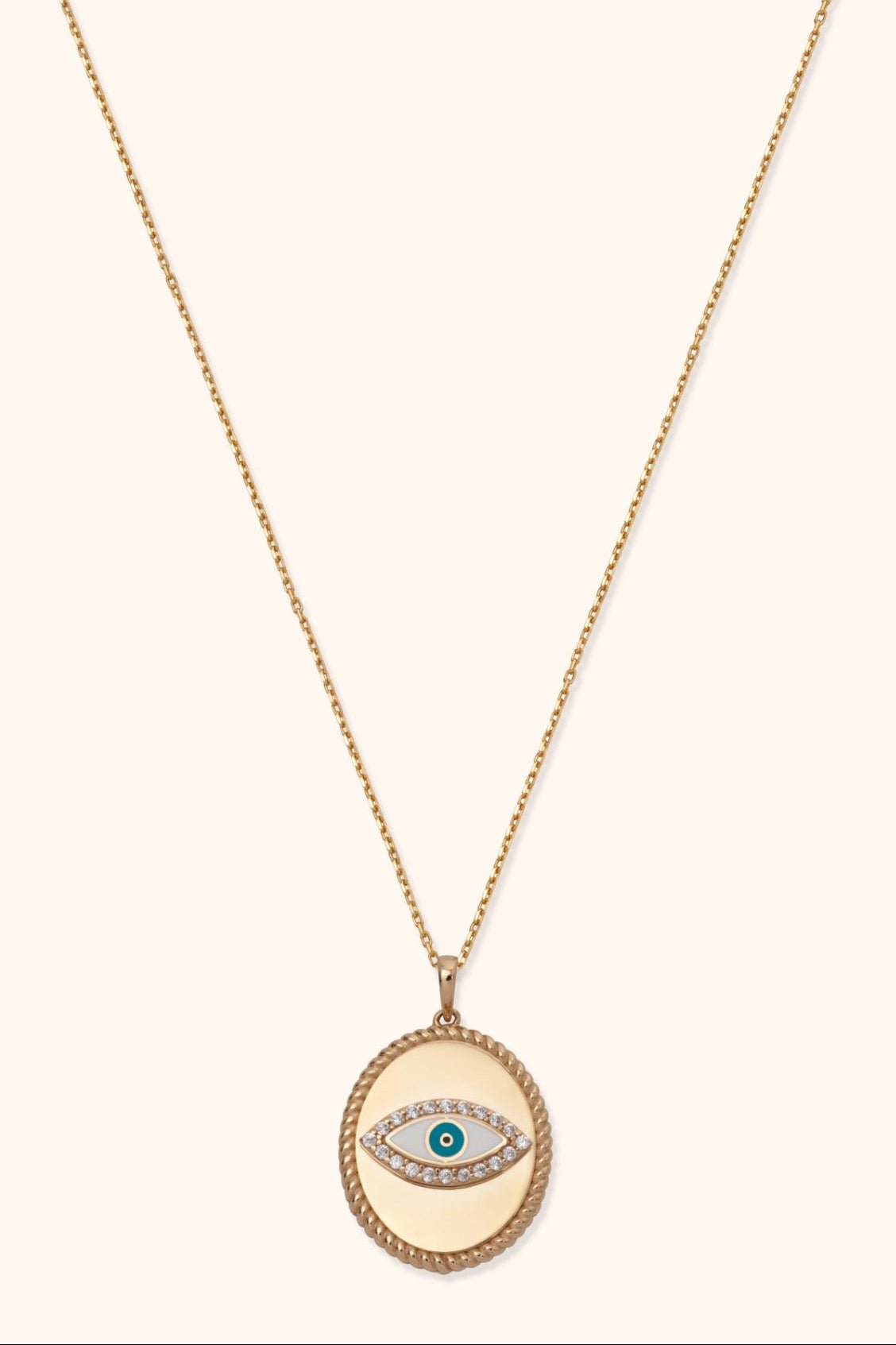 14K Guldhalsband Dam Med Ögonmotiv Och Elegant Medaljongdesign - Noxlookjewelry