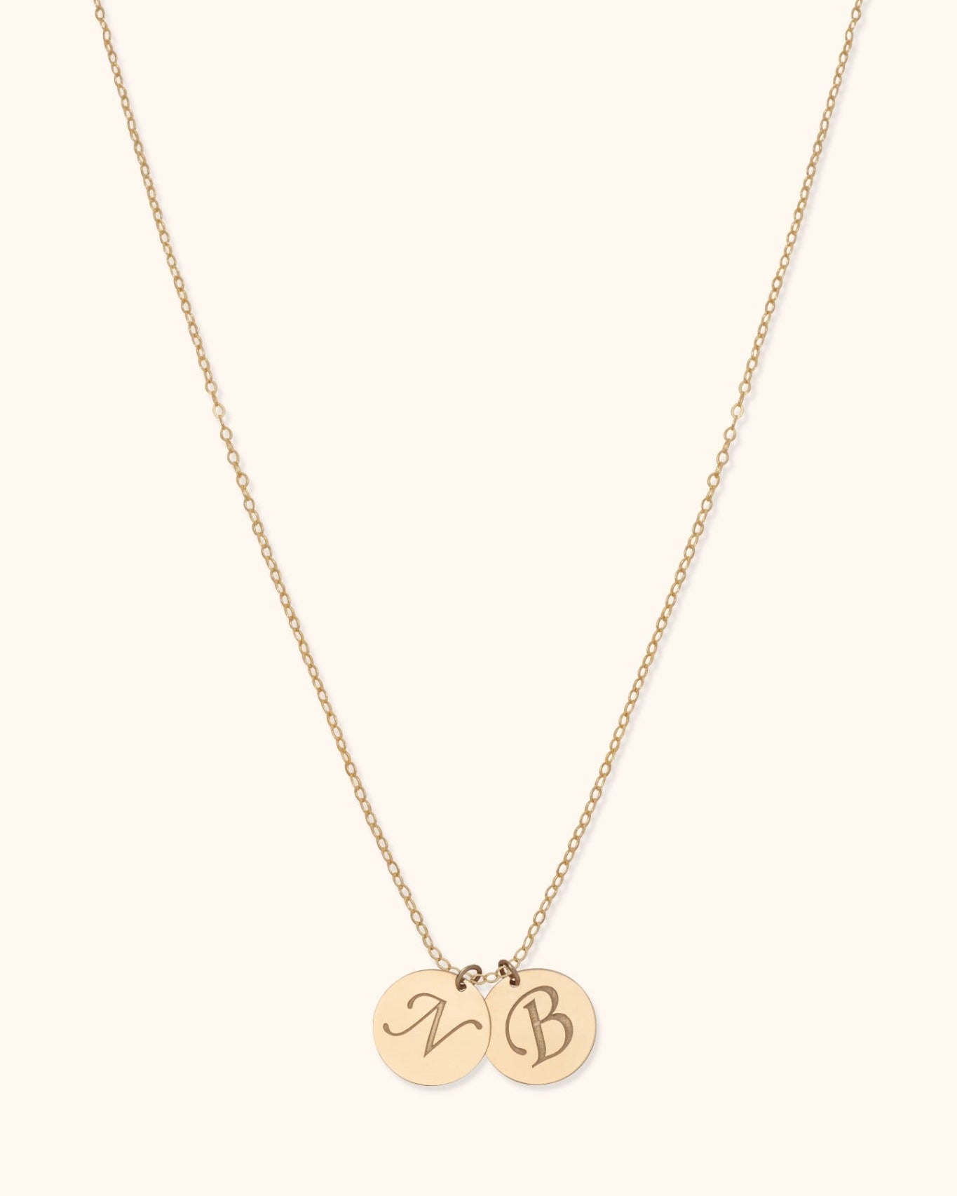 14K Guldhalsband Dam Med Personliga Monogramskivor Och Elegant Minimalistisk Design - Noxlookjewelry