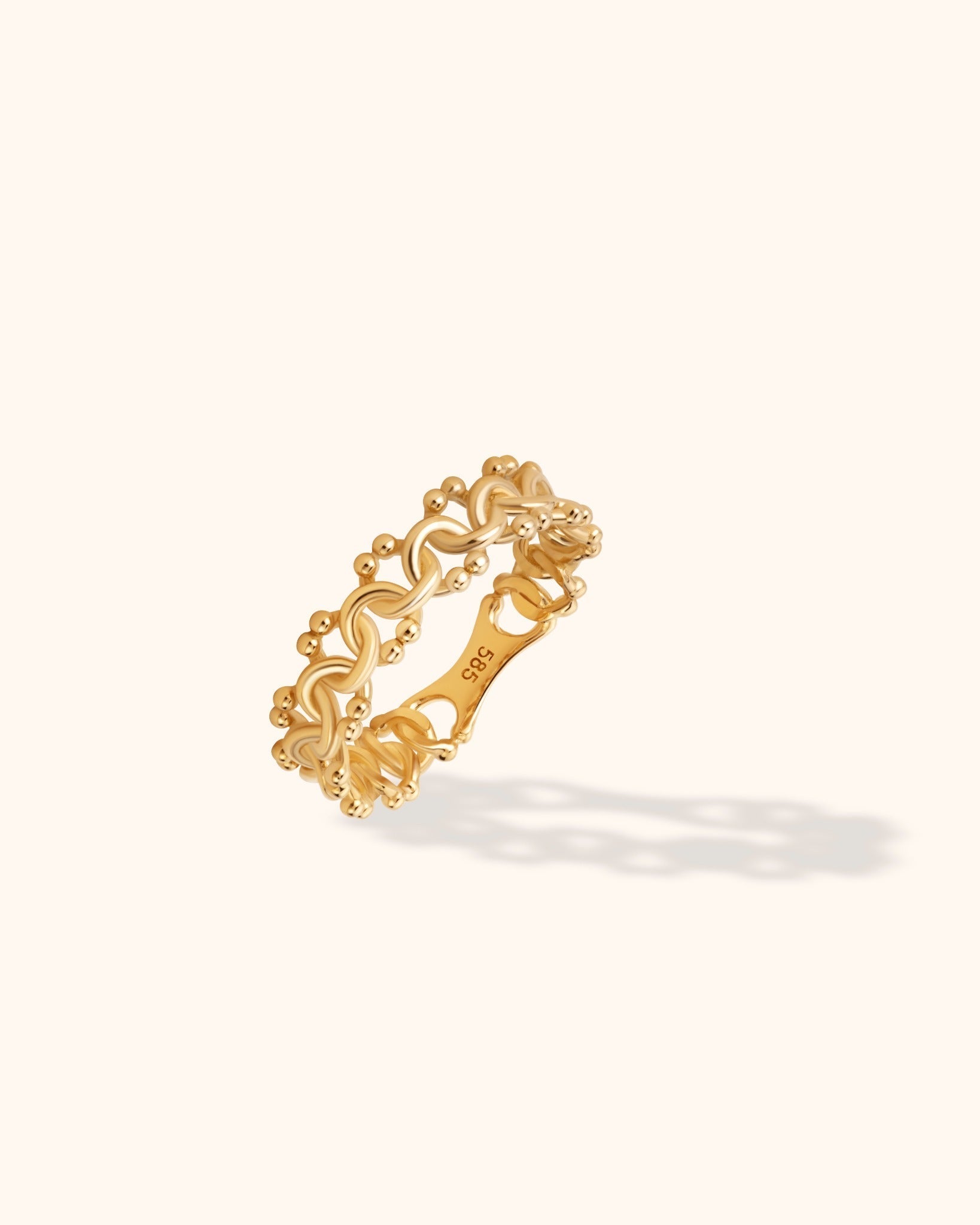 14K Guldring Dam – Exklusiv Dekorativ Statement Ring i Modern Öppen Design - Noxlookjewelry