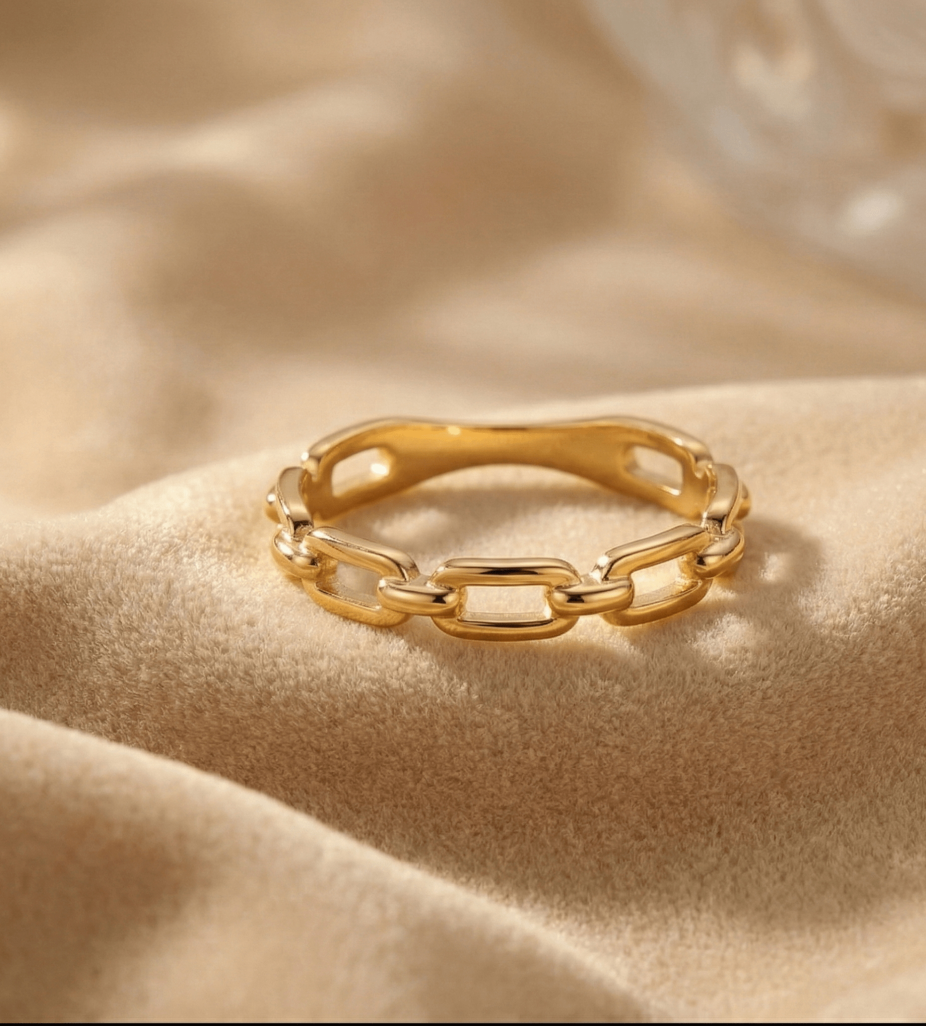 14K Guldring Dam – Kedjelänk Ring i Äkta Guld - Noxlookjewelry