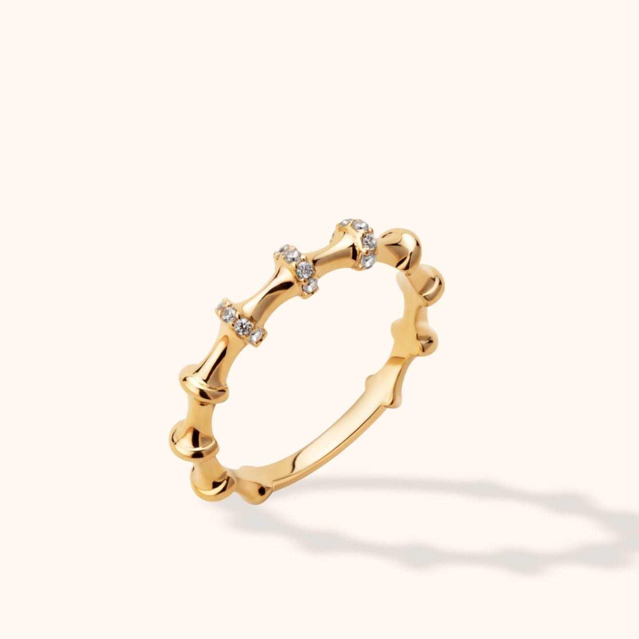 14K Guldring Dam – Texturerad Stacking Ring i Äkta Guld - Noxlookjewelry