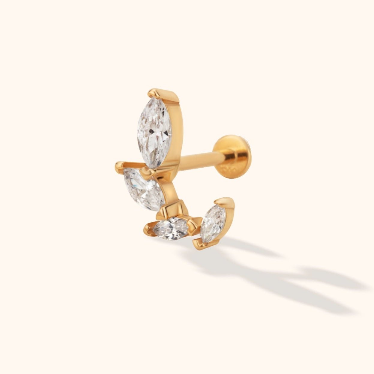 14K Marquise Tragusörhänge I Äkta Guld Broskörhänge - Noxlookjewelry