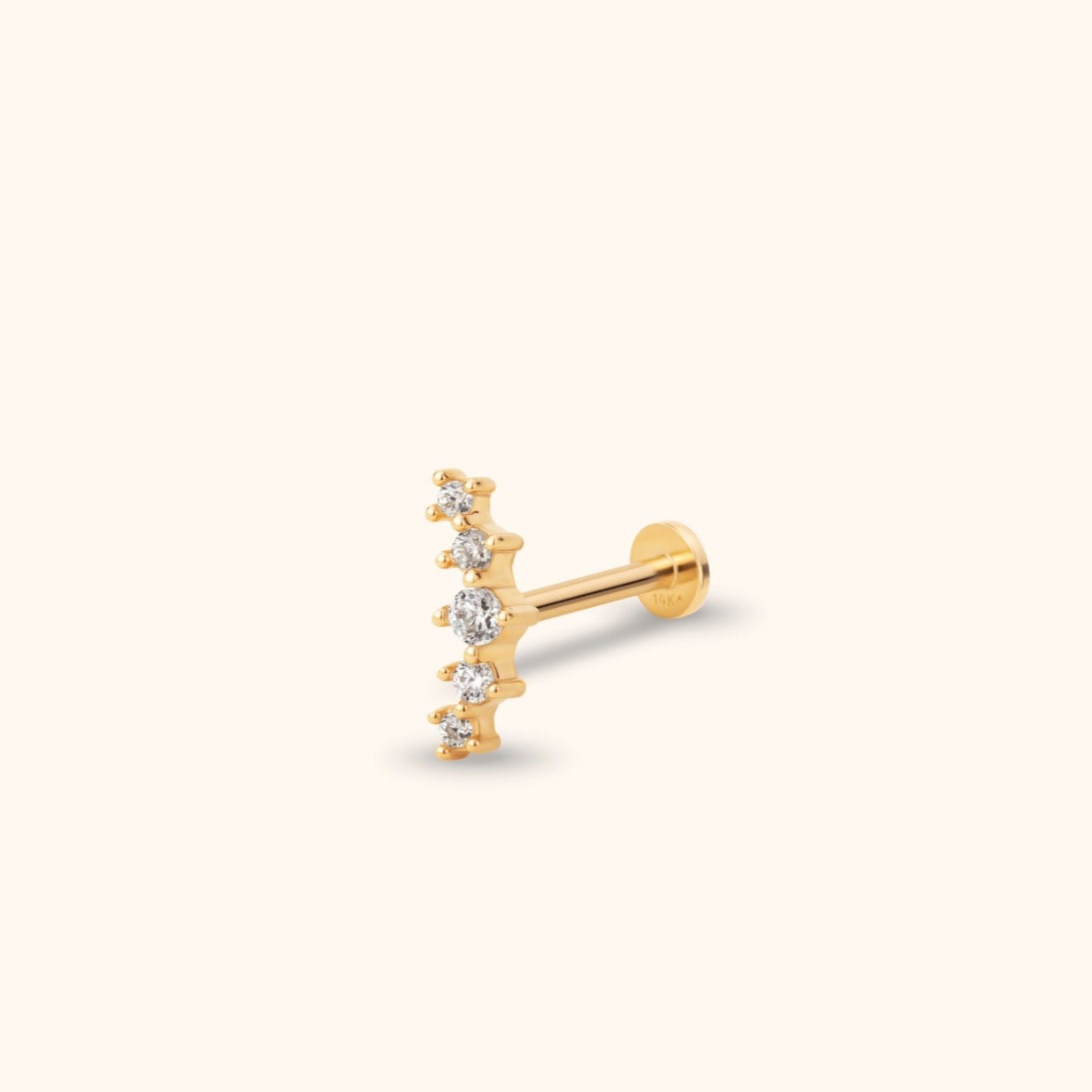 14K Tragus Örhänge Böjd Zirkonia Rad I Äkta Guld Cartilage Stud - Noxlookjewelry