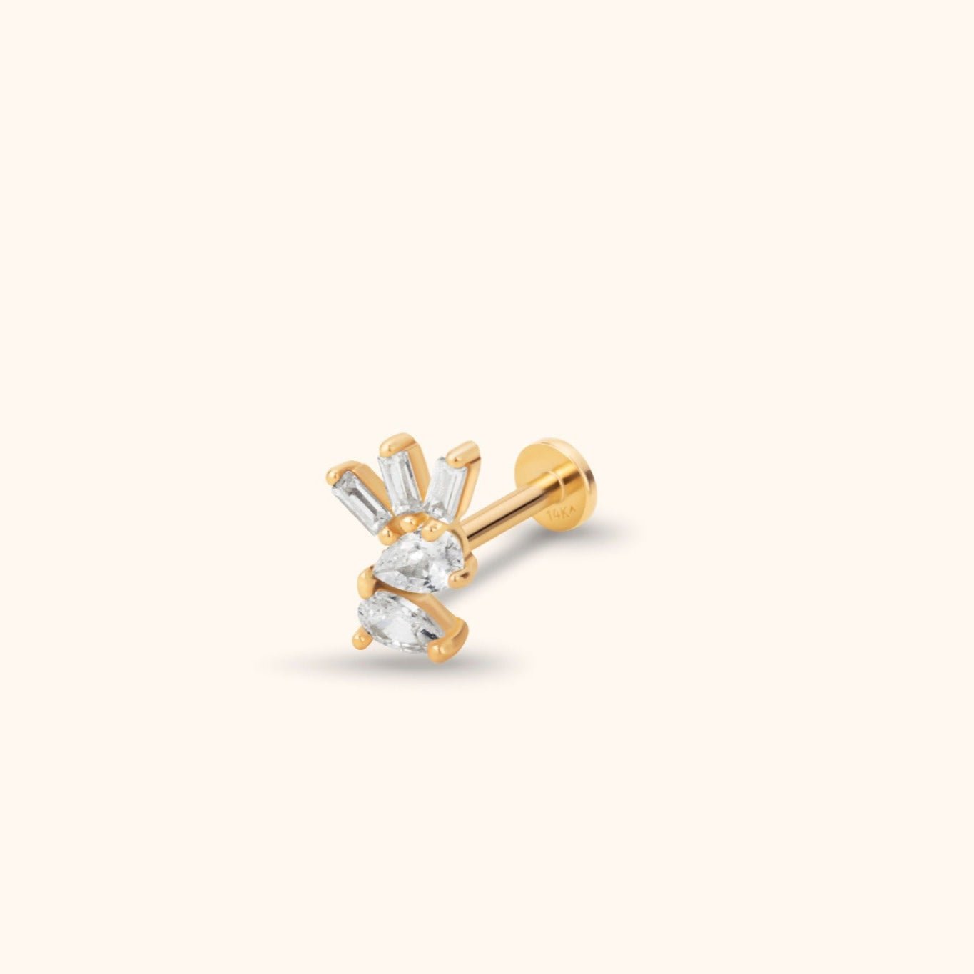 14K Tragus Örhänge Mixed Cut Cluster I Äkta Guld Elegant Cartilage Stud - Noxlookjewelry
