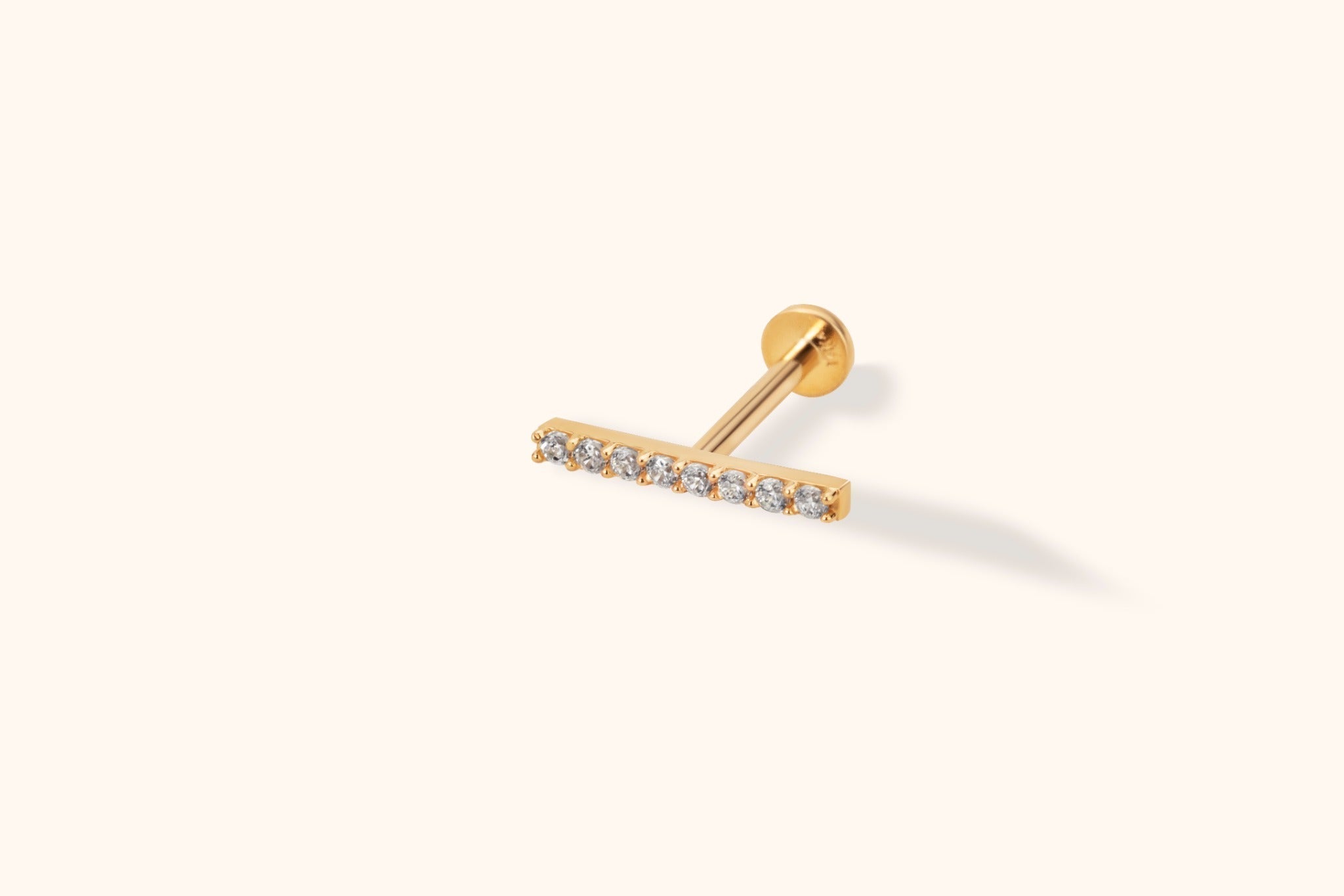 14K Tragusörhänge Rak Bar I Äkta Guld Minimalistiskt Broskörhänge - Noxlookjewelry