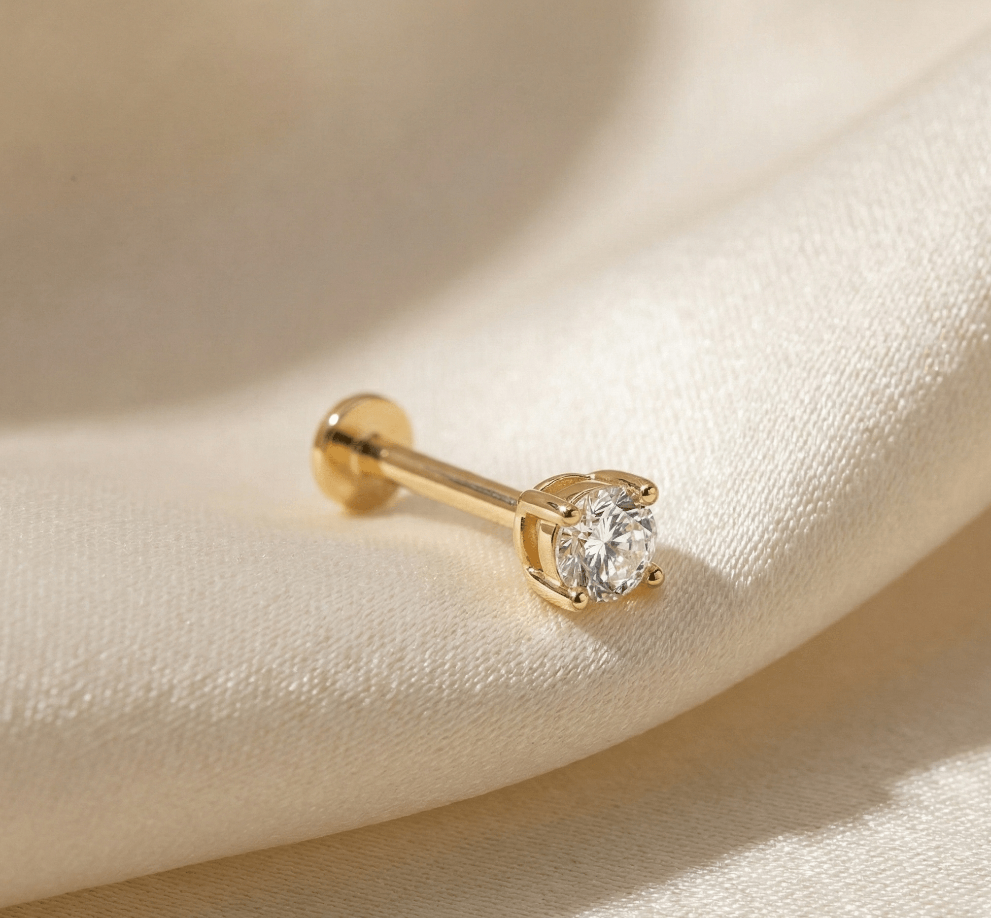 14K Tragusörhänge Rund Stud I Äkta Guld Minimal Broskörhänge - Noxlookjewelry