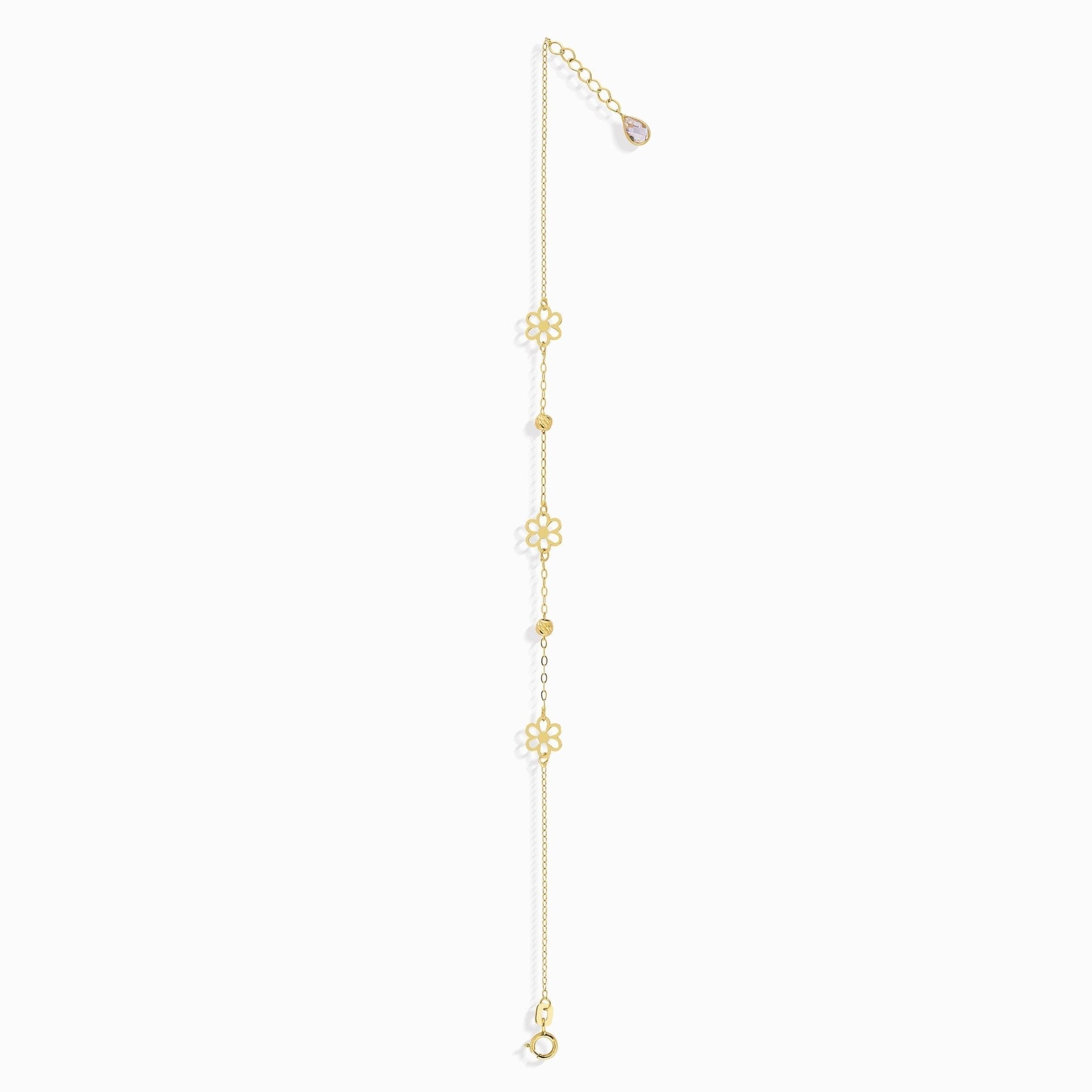 14K Äkta Guld Blomma Armband Dam – Minimalistiskt Blommigt Guldarmband - Noxlookjewelry
