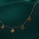 14K Äkta Guld Blomma Halsband Dam – Tunt Guldhalsband med Hängande Blommor - Noxlookjewelry
