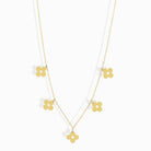 14K Äkta Guld Blomma Halsband Dam – Tunt Guldhalsband med Hängande Blommor - Noxlookjewelry
