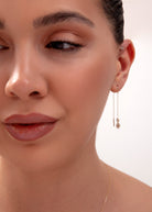 14K Äkta Guld Blomma Threader Örhängen – Hängande Kedjeörhängen med Klar Zirkon - Noxlookjewelry