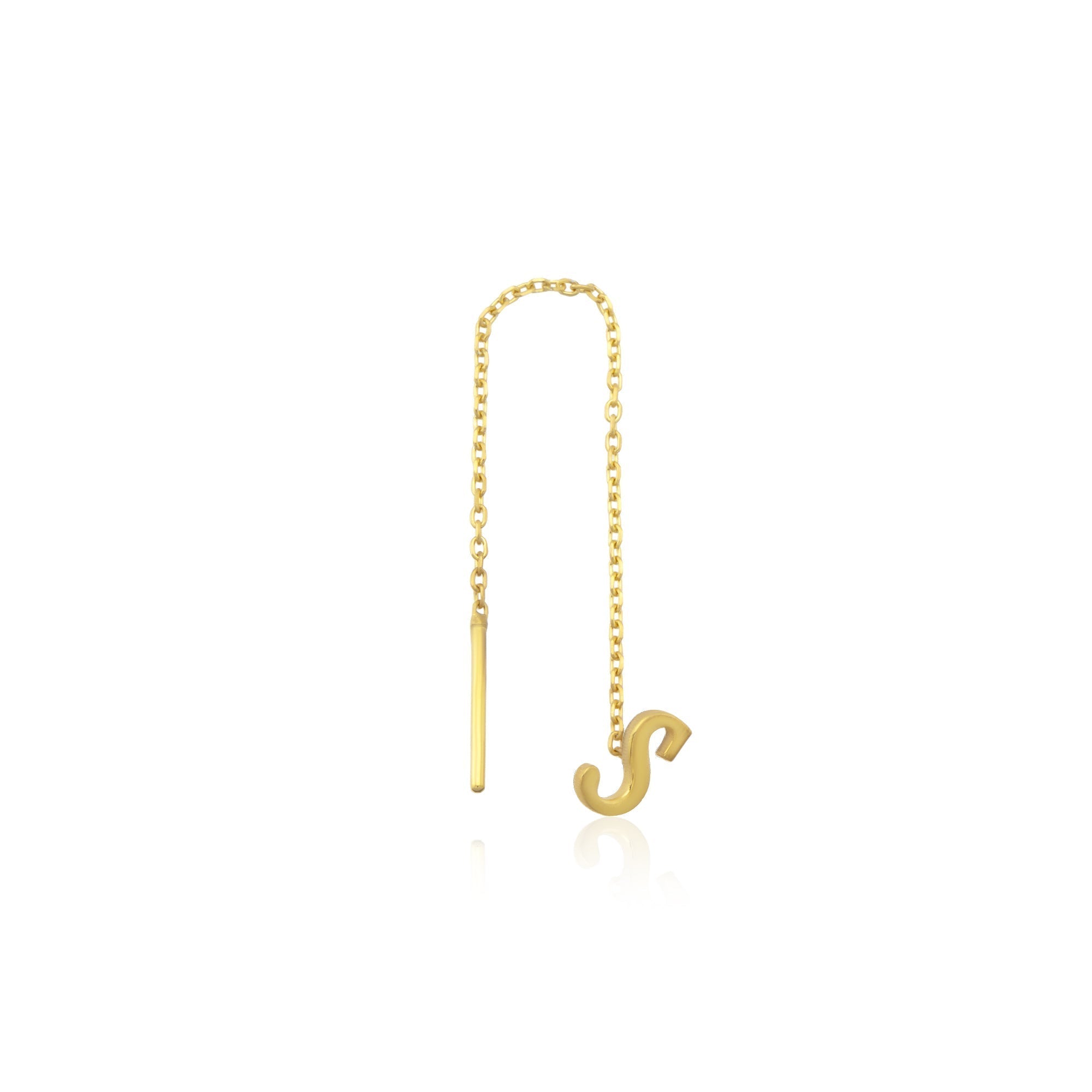 14K Äkta Guld Bokstav Örhänge – Hängande Minimalistiskt Guldörhänge Dam - Noxlookjewelry