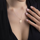 14K Äkta Guld Drömfångare Halsband Dam – Elegant Dreamcatcher Smycke i 585 Guld - Noxlookjewelry