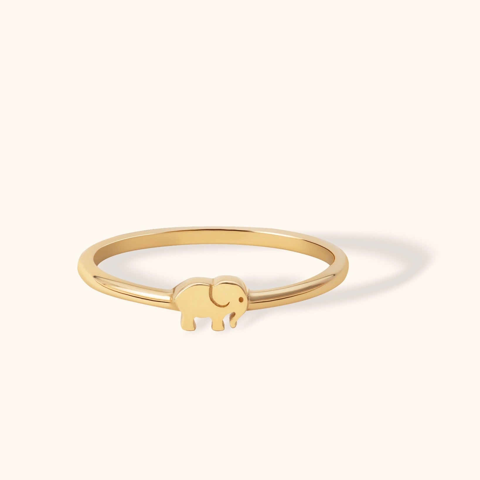 14K Äkta Guld Elefantring Dam – Minimalistisk Ring med Elefant Motiv - Noxlookjewelry