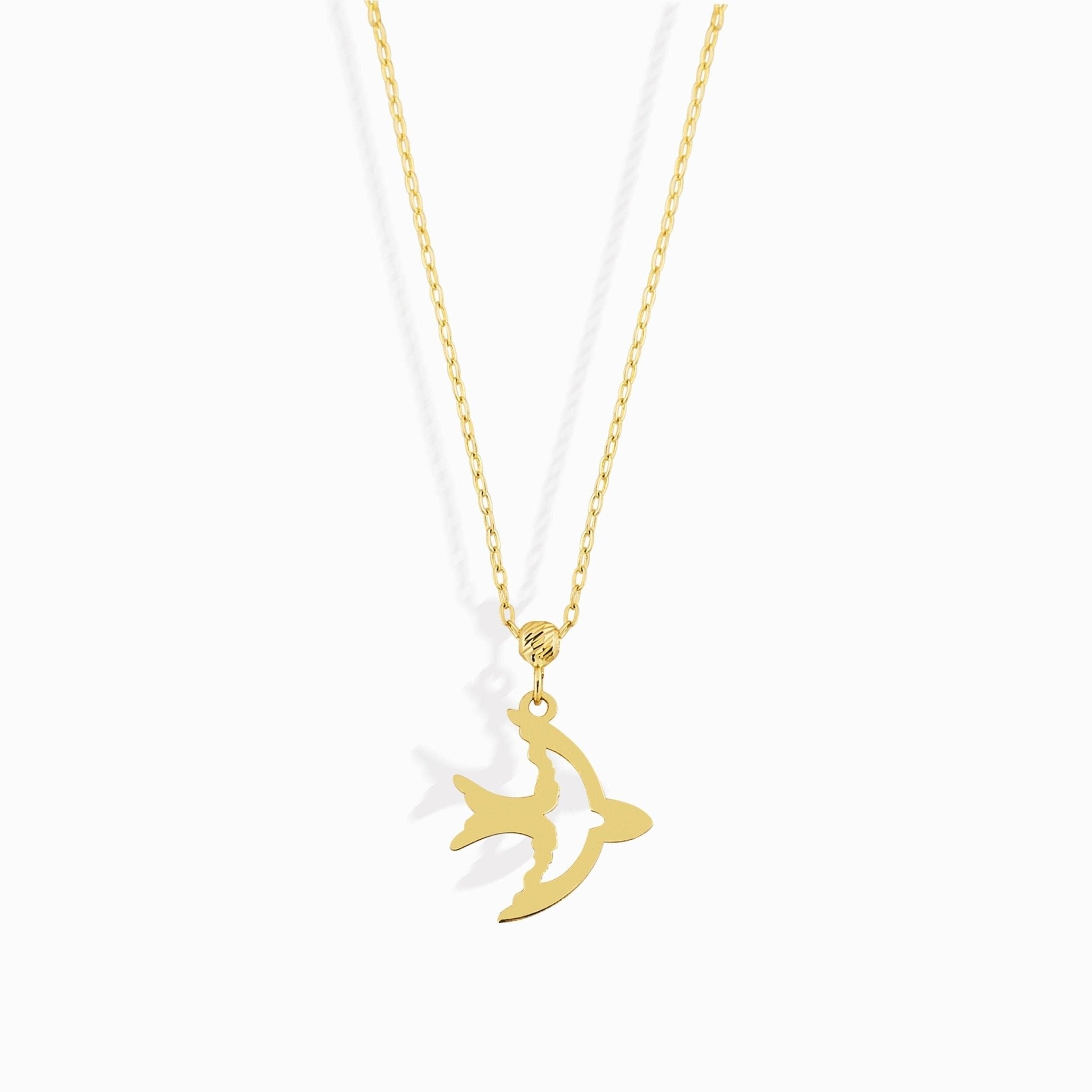 14K Äkta Guld Fågel Halsband Dam – Minimalistiskt Bird Pendant - Noxlookjewelry