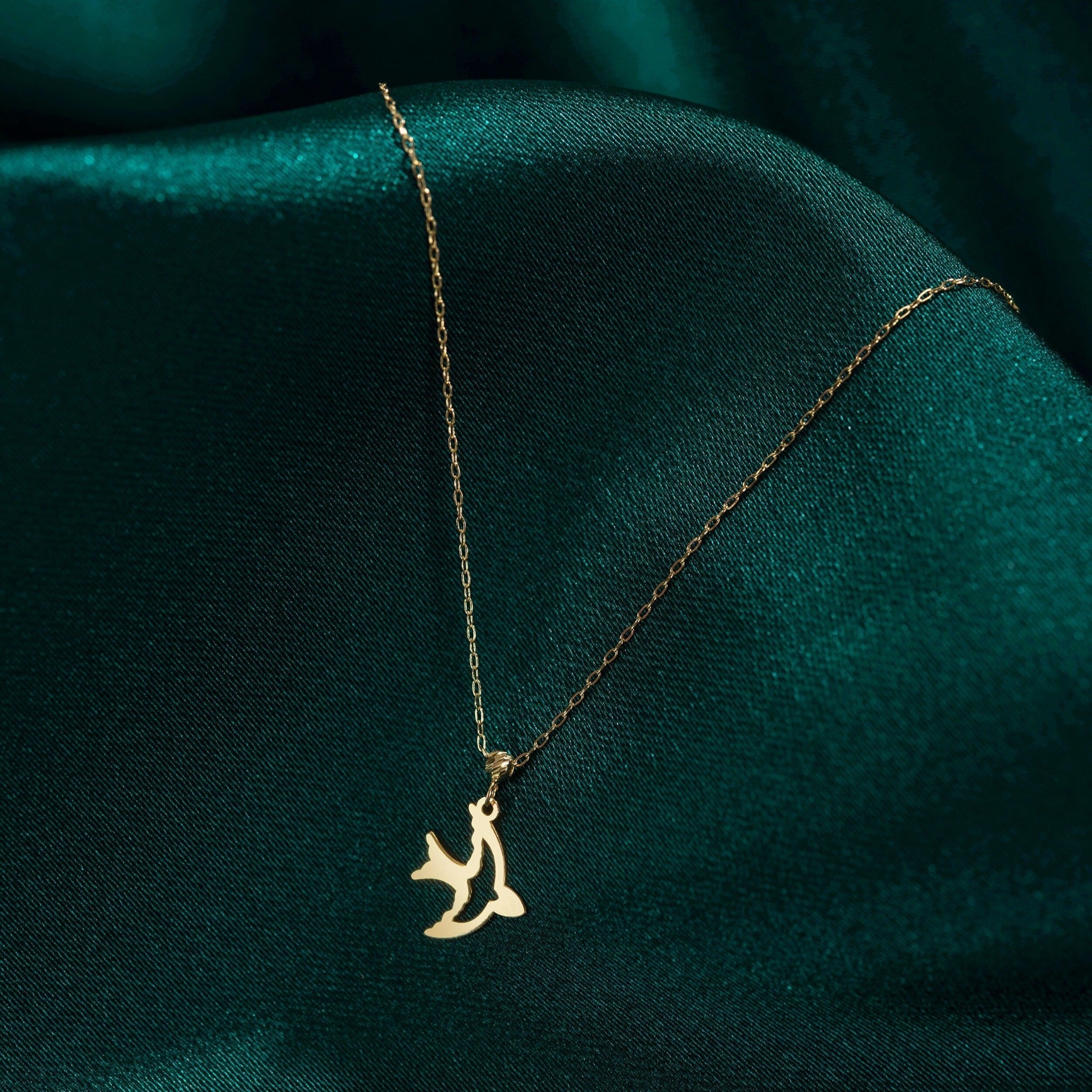 14K Äkta Guld Fågel Halsband Dam – Minimalistiskt Bird Pendant - Noxlookjewelry