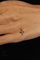 14K Äkta Guld Fågel Halsband Dam – Minimalistiskt Bird Pendant - Noxlookjewelry