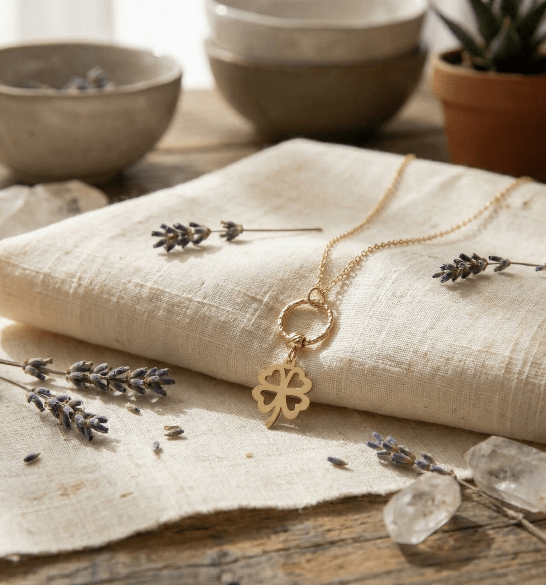 14K Äkta Guld Fyrklöver Halsband Dam – Elegant Klöver Smycke - Noxlookjewelry