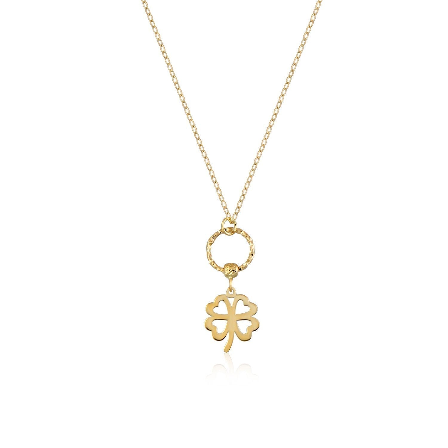 14K Äkta Guld Fyrklöver Halsband Dam – Elegant Klöver Smycke - Noxlookjewelry