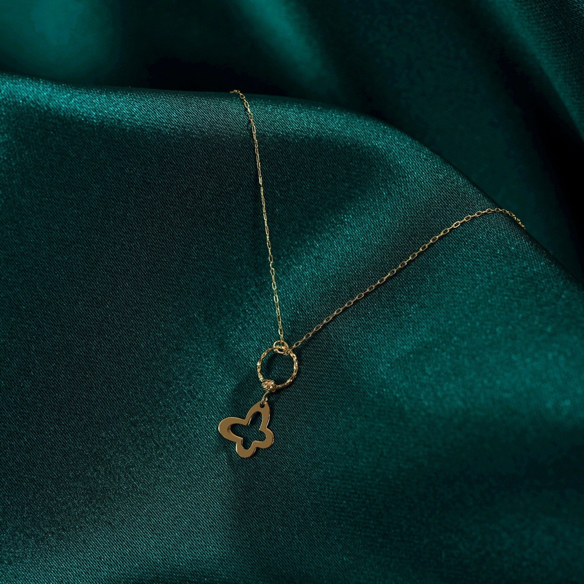 14K Äkta Guld Fyrklöver Halsband Dam – Lycka Klöver Smycke i 585 Guld - Noxlookjewelry
