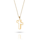 14K Äkta Guld Geometriskt Kors Halsband – Modern Guldhalsband - Noxlookjewelry