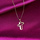 14K Äkta Guld Geometriskt Kors Halsband – Modern Guldhalsband - Noxlookjewelry