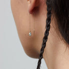 14K Äkta Guld Hängande Örhängen – Kedjeörhängen med Blå Zirkon - Noxlookjewelry
