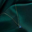 14K Äkta Guld Halsband Dam – Blå Zirkon Teardrop Halsband i Minimalistisk Design - Noxlookjewelry
