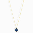 14K Äkta Guld Halsband Dam – Blå Zirkon Teardrop Halsband i Minimalistisk Design - Noxlookjewelry