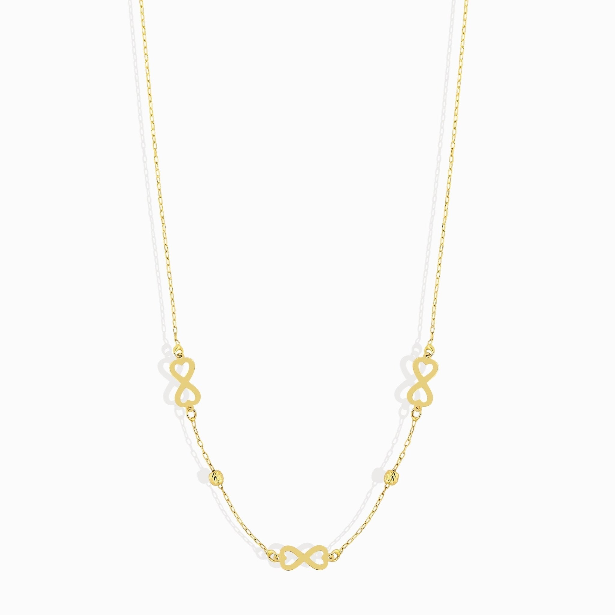 14K Äkta Guld Infinity Halsband Dam – Tunt Guldhalsband med Infinity Symboler - Noxlookjewelry