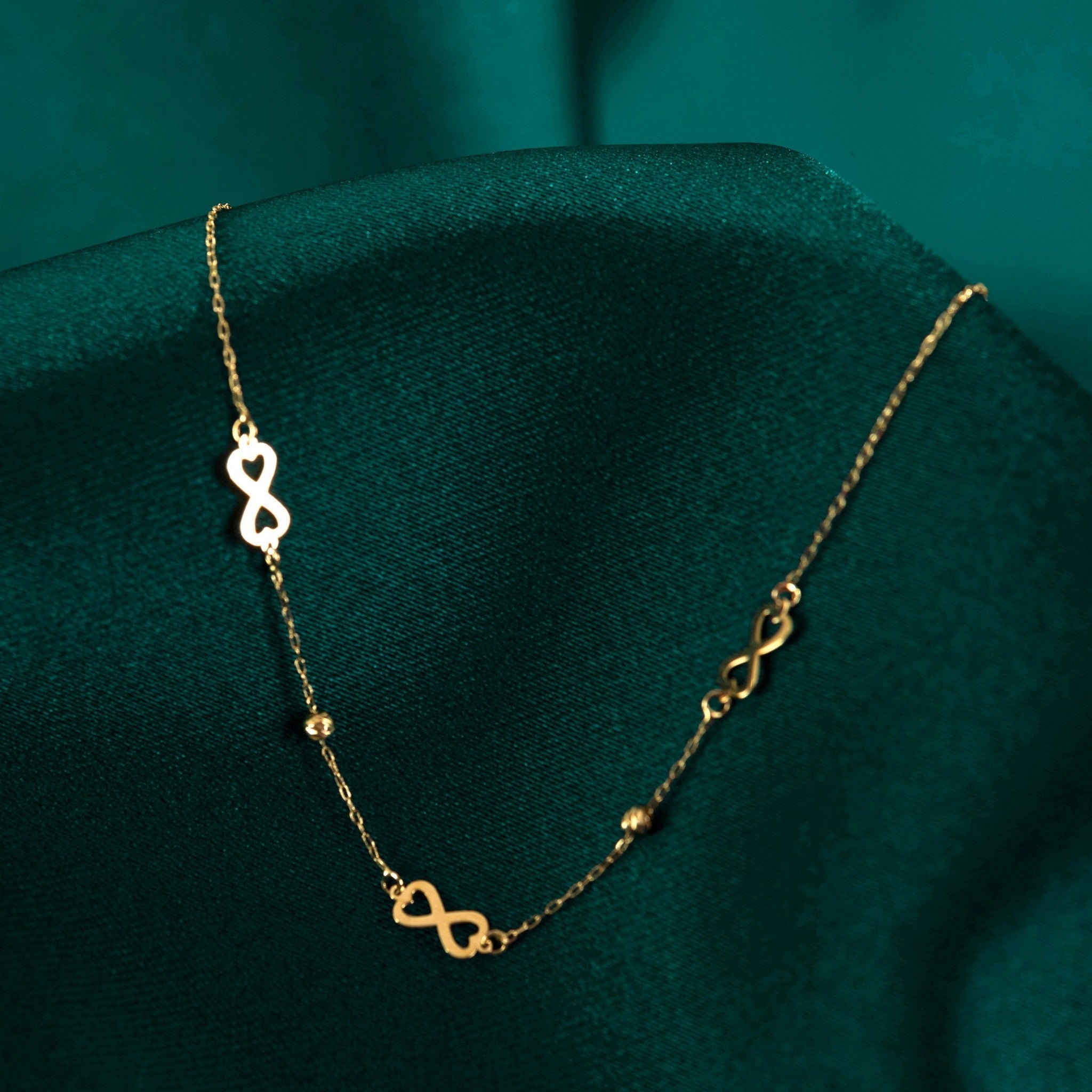 14K Äkta Guld Infinity Halsband Dam – Tunt Guldhalsband med Infinity Symboler - Noxlookjewelry