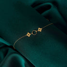 14K Äkta Guld Klöver Armband Dam – Tunt Guldarmband med Ringdetalj - Noxlookjewelry