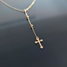 14K Äkta Guld Kors Halsband Dam – Elegant Guldhalsband med Kors - Noxlookjewelry