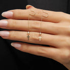 14K Äkta Guld Kors Örhängen – Hängande Kedjeörhängen med Kristall - Noxlookjewelry