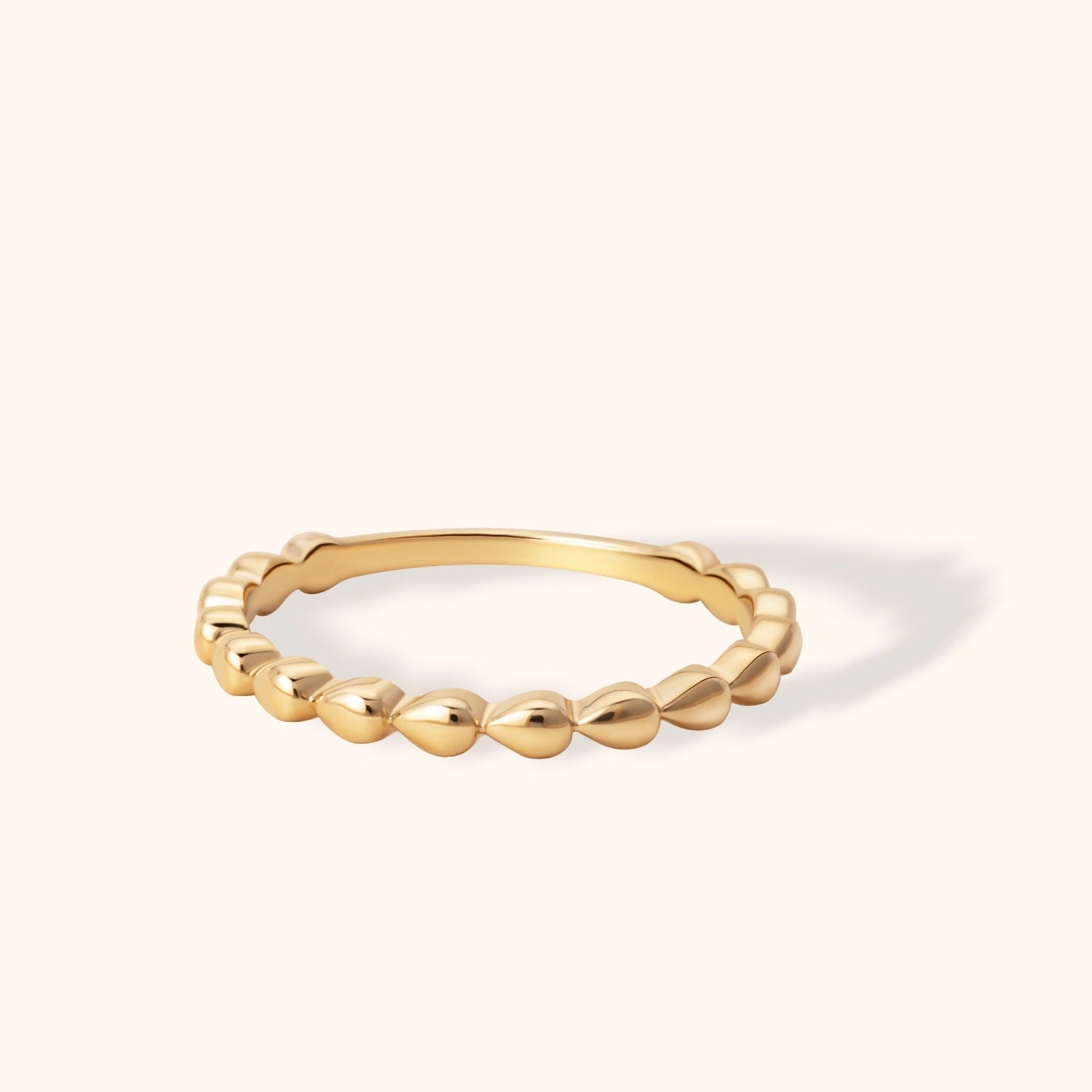 14K Äkta Guld Kulring Dam – Minimalistisk Stacking Ring i Guld - Noxlookjewelry