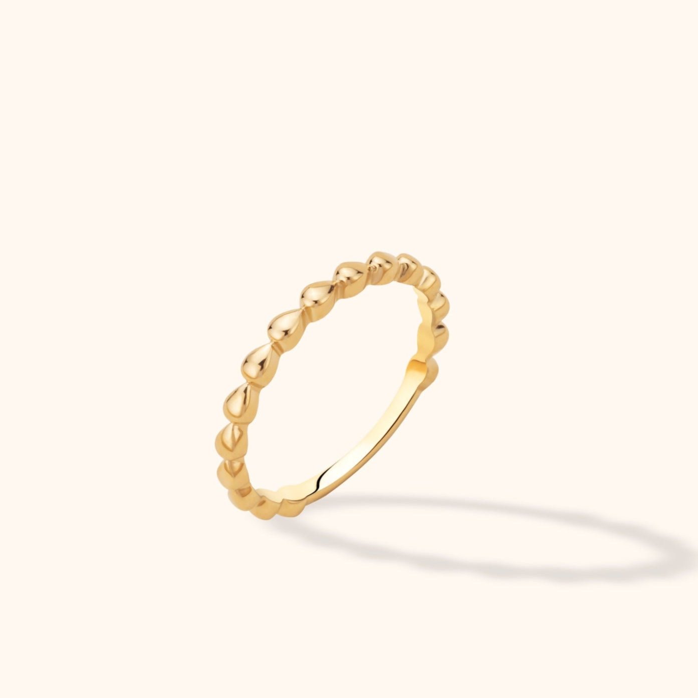 14K Äkta Guld Kulring Dam – Minimalistisk Stacking Ring i Guld - Noxlookjewelry